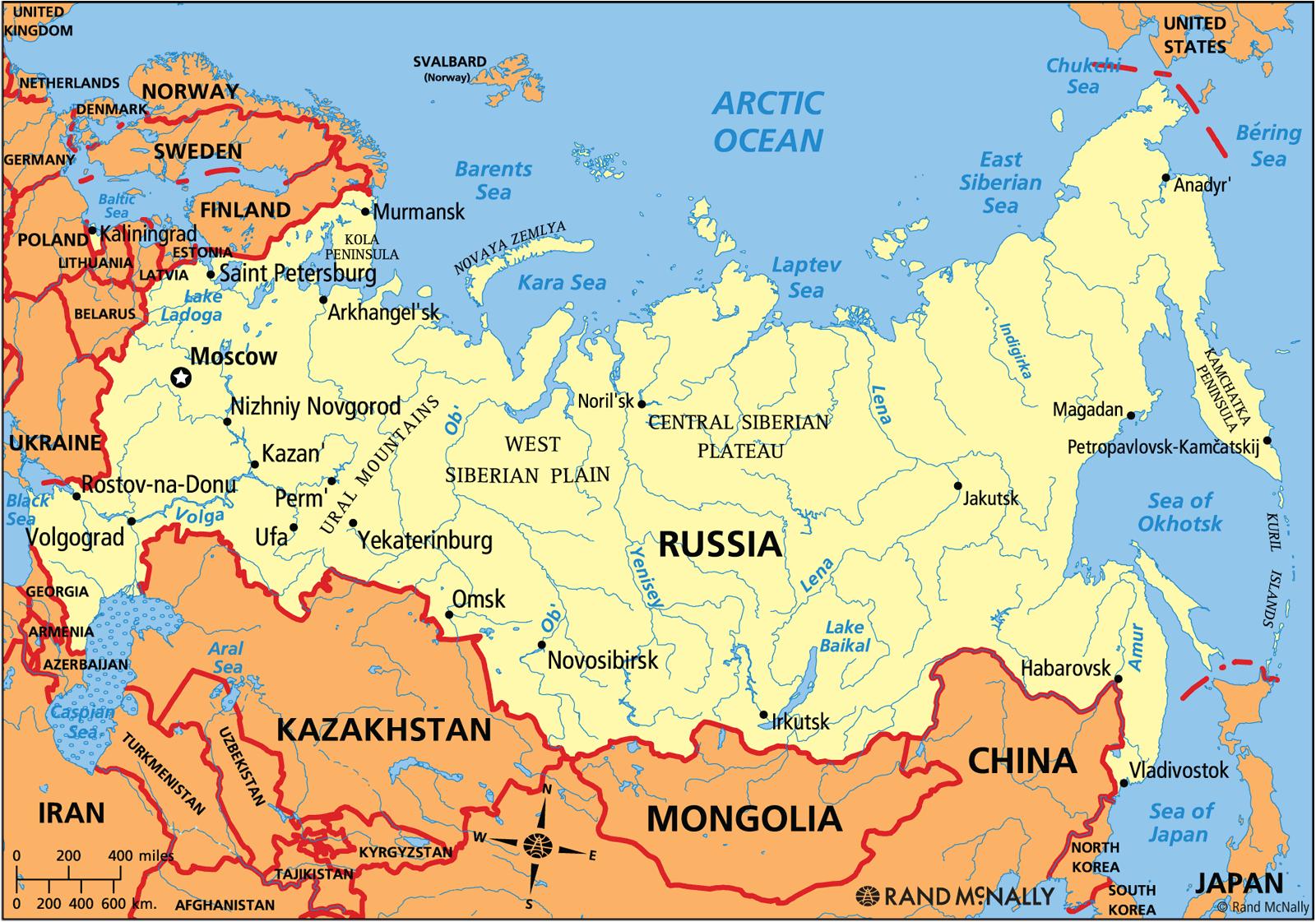 현재의 지도 러시아 